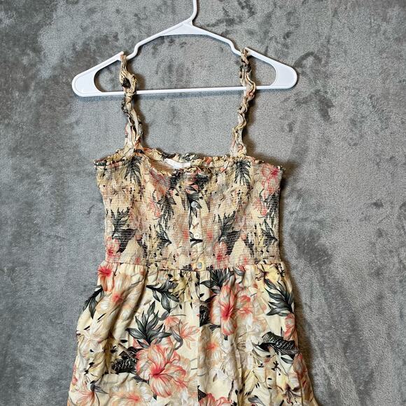 Greylin Size Medium Faith‎ Smock Culotte Jumpsuit Floral Light Yellow Women's - Picture 3 of 9